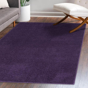 Haze Solid Low-pile Area Rug Purple